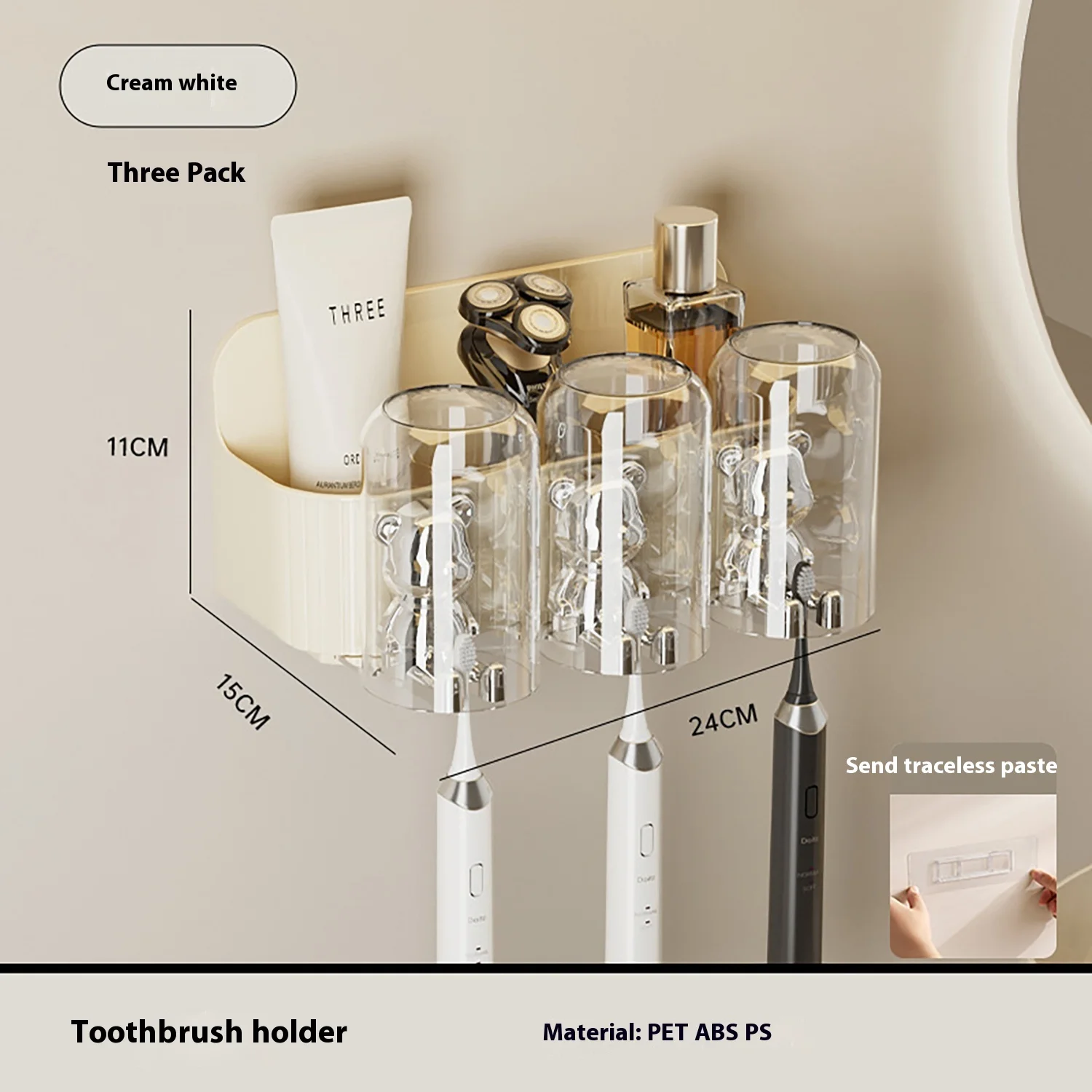 Toothbrush Cup Holder Wall-Mounted Punch-Free Toilet Automatic Toothpaste Squeezer Bathroom Mouthwash Cup Toothbrush Rack