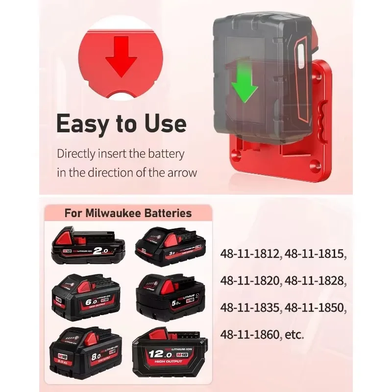 1/2pcs Machine Holder Battery Storage Rack for Milwaukee 14.4V 18V Li-ion Battery Wall Mount Tool Bracket Fixing