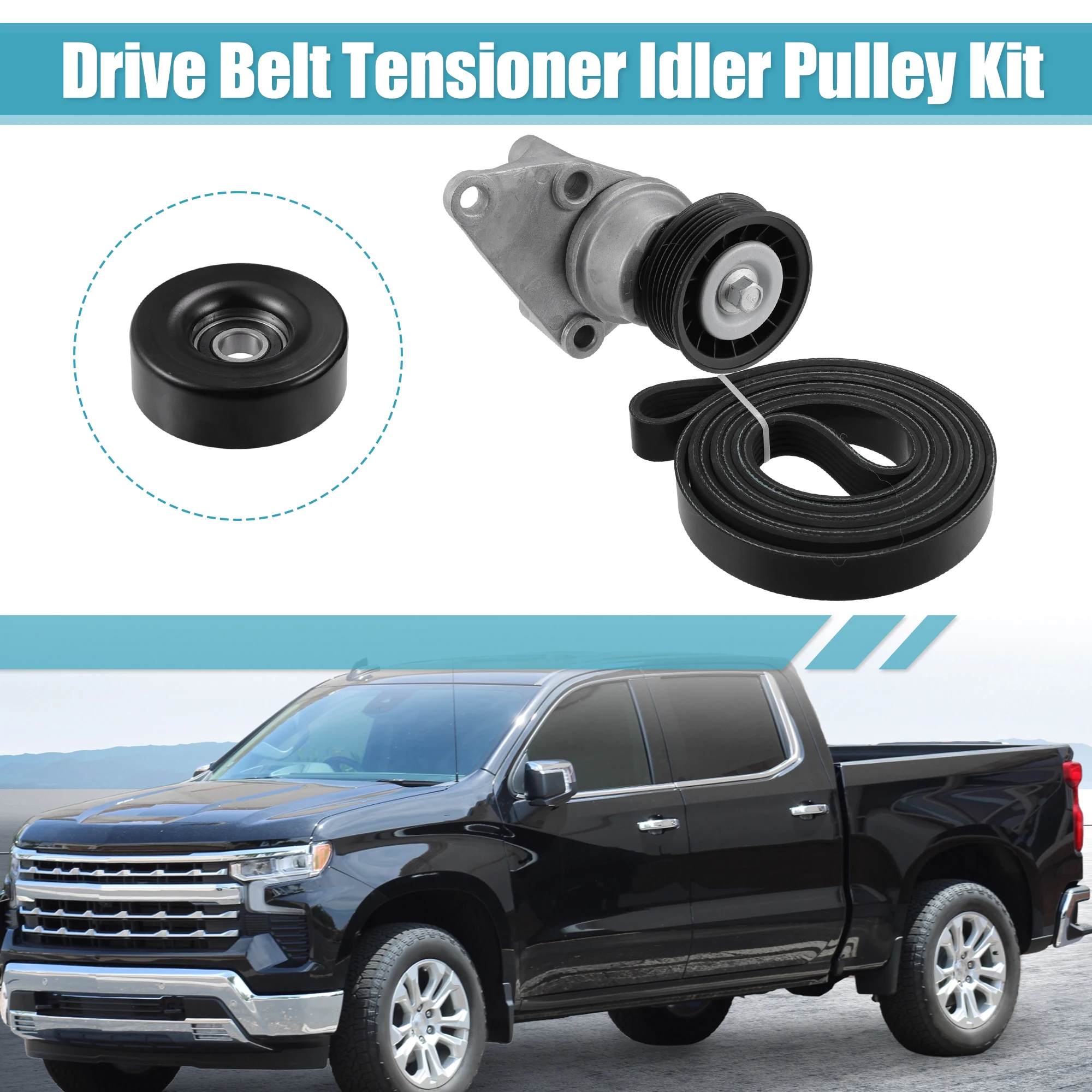 

UXCELL 1 Set Drive Belt Tensioner Idler Pulley Assembly for Chevy Avalanche Black