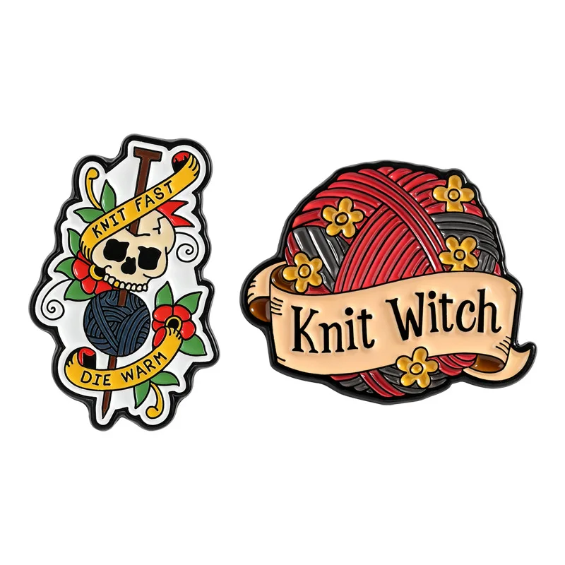 Cartoon Brooches Fun Knitting Yarn Balls Witch Metal Badges Small Gifts Wholesale Cap Pins for Caps Backpack Accessories Brooch