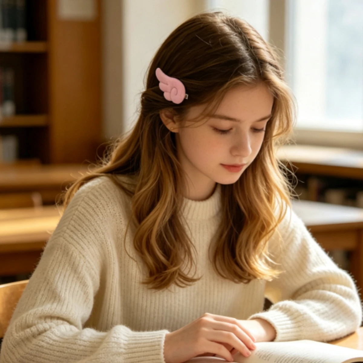 Cute Plush Angel Wing Hair Clips Pink White Fluffy Wing Barrettes Kawaii Hair Accessories For Teen Girls Lolita Daily Makeup