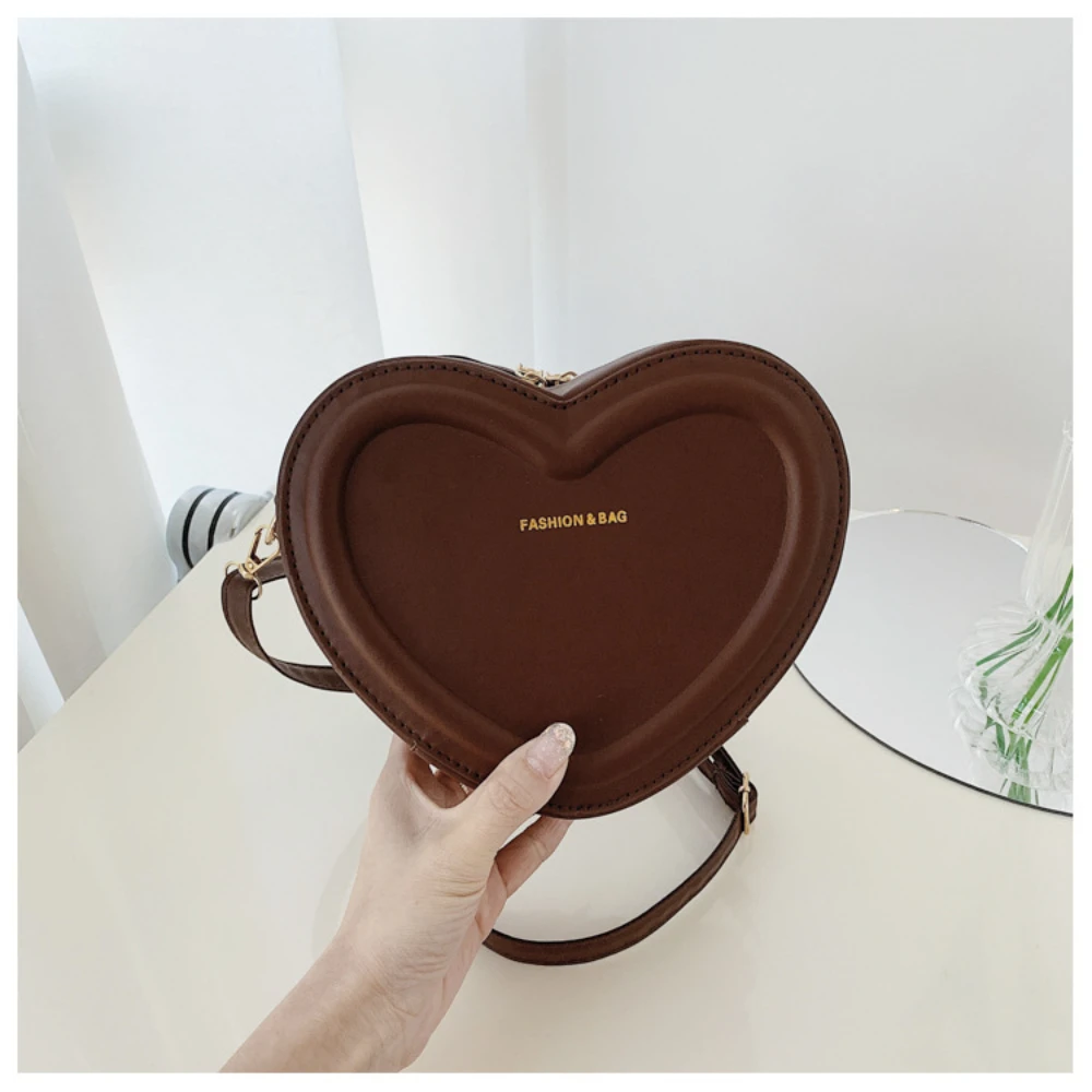 Fashion Heart Shape Crossbody Bags For Women New Solid Color Pu Leather Shoulder Bag Casual Ladies Handbags Designer Women Bags