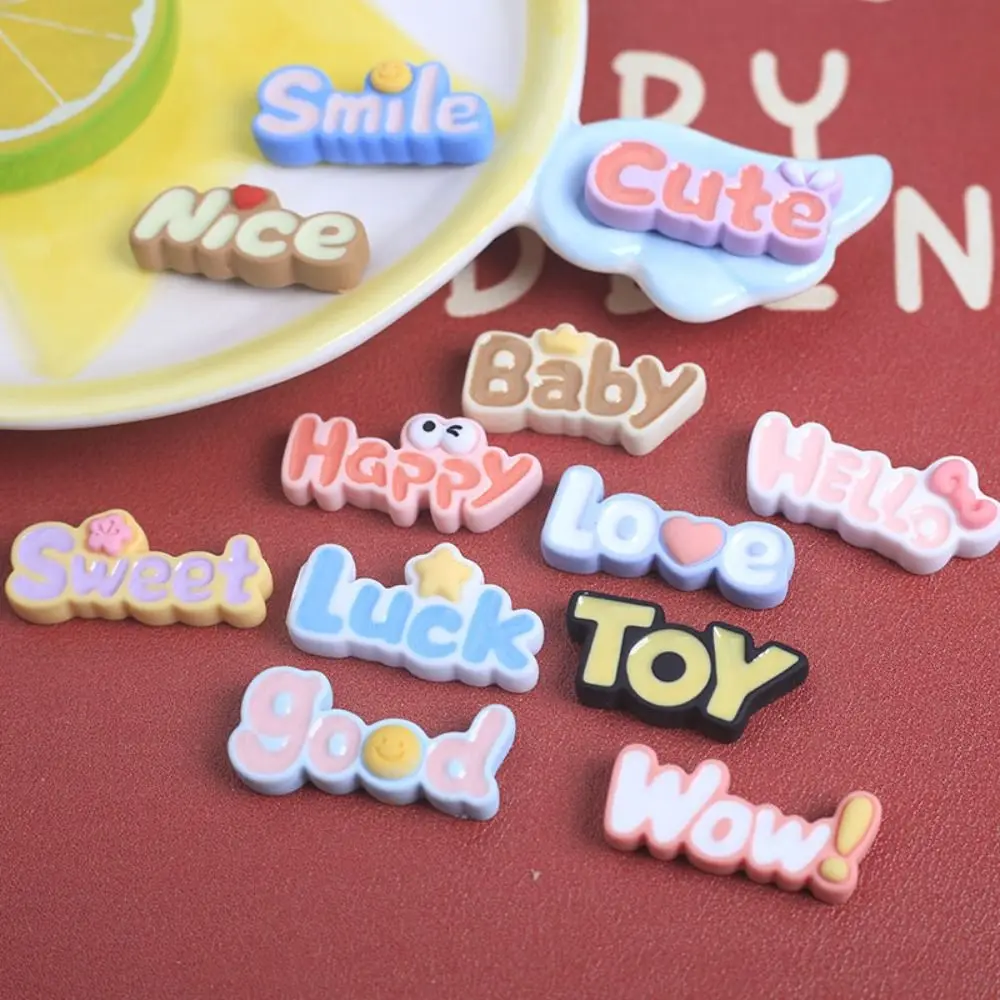 

20pcs Letter Plaques Resin Slime Charms Bottle Sticker Cream Gel Phone Case Decor Cute Flatback for Croc Shoes Accessories