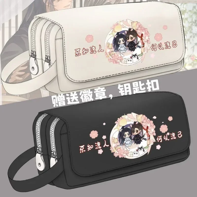 The Husky and His White Cat Shizun Chu Wanning Mo Ran Anime Oxford Cloth Student Flip Pen Bag Pencil Case Stationery