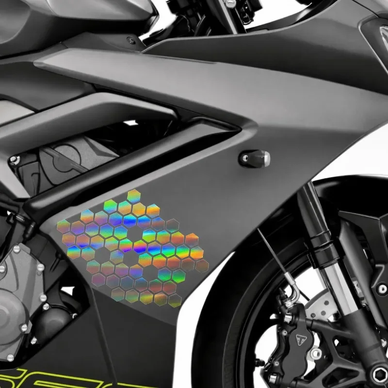 2Pcs Holographic Color-Shifting Vinyl Car Stickers, Hexagonal Honeycomb Self-Adhesive Durable Window Decals