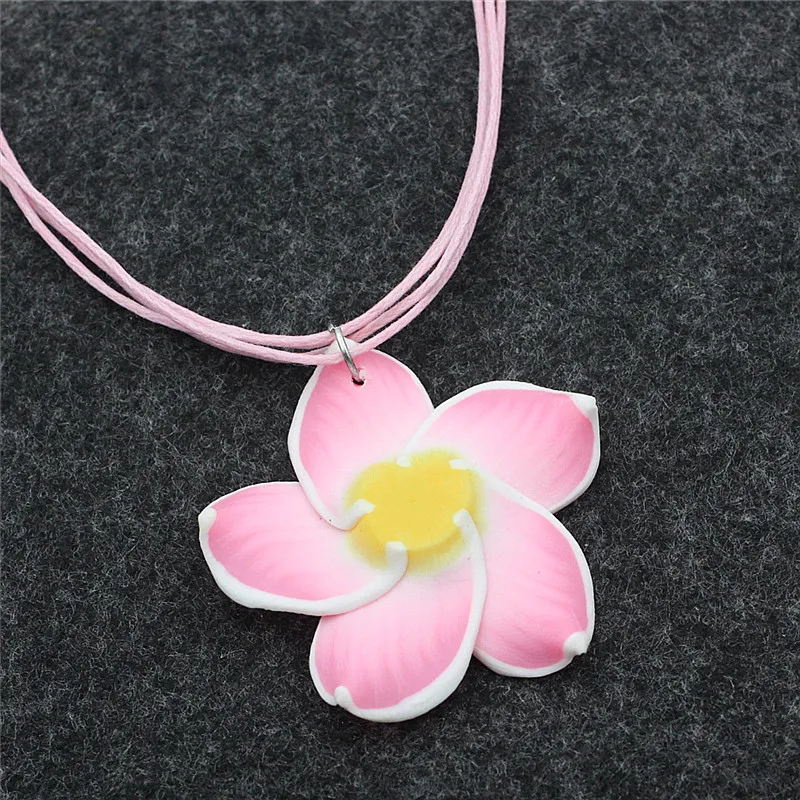 Lovely Girl Women Fimo Polymer Clay Flower Jewelry Sets Bohemia Fimo Plumeria Flowers Earrings Necklace Jewerly Gift