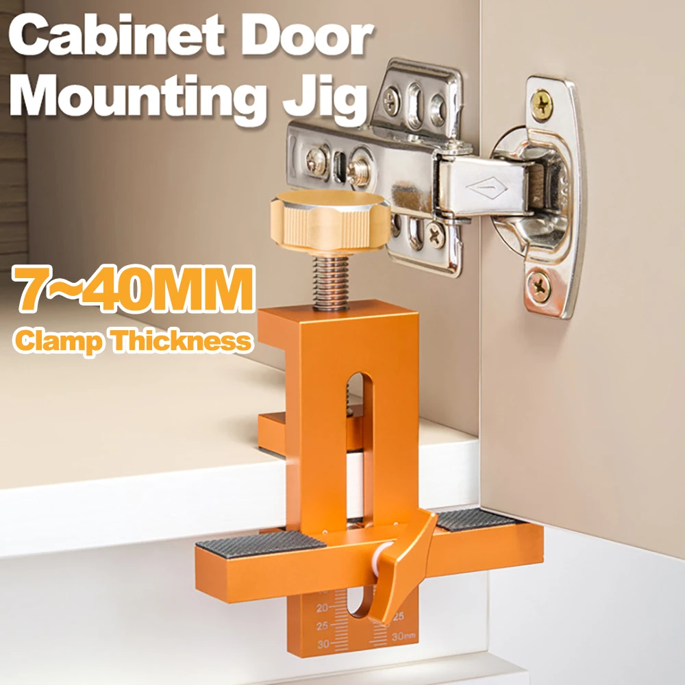 Woodworking Quick Mounting Jig for Cabinet Door, Adjustable Cupboard Door Install Fixed Fixture Metric Scale Mounting Clamp Tool