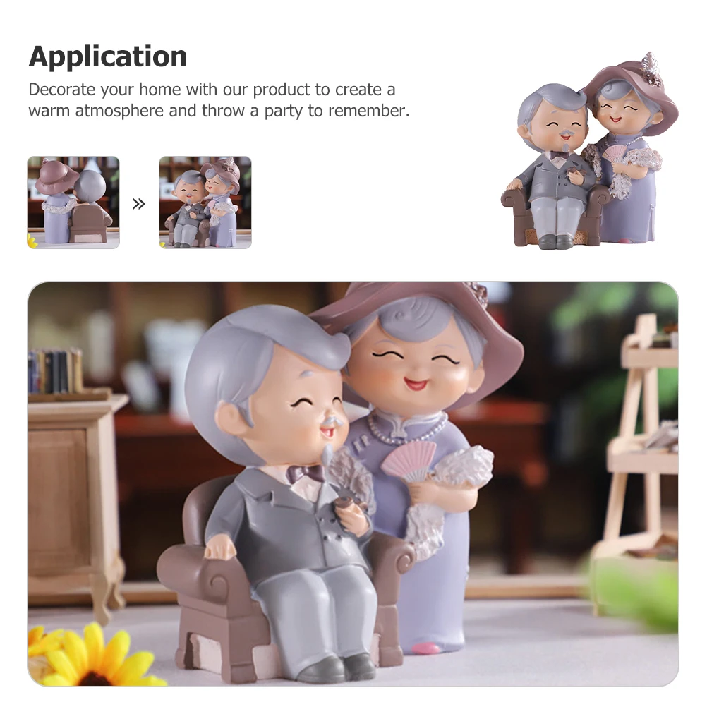 

Gift Desktop Ornaments Elderly Baby Resin Craft Christmas Older Couple Figurine