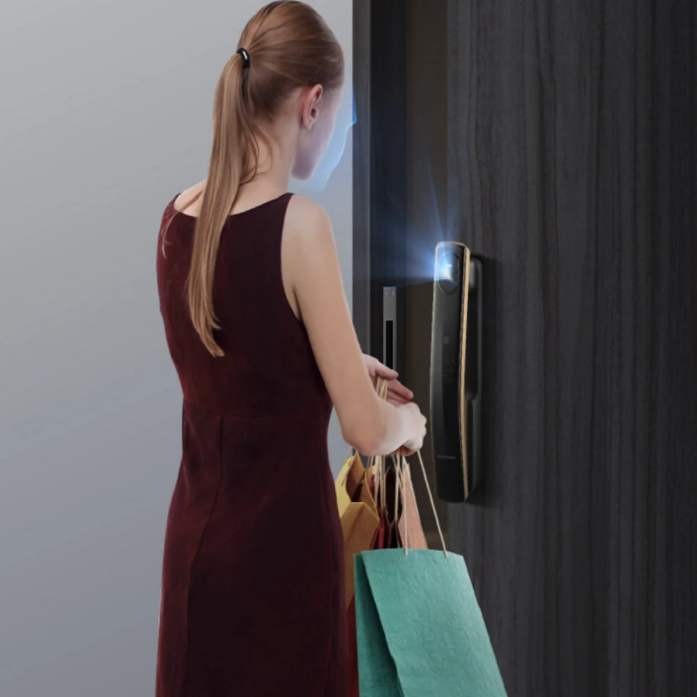 Lockin Smart Door Lock Security Camera Monitor Intelligent Fingerprint Password Biometric Electronic Key Unlock