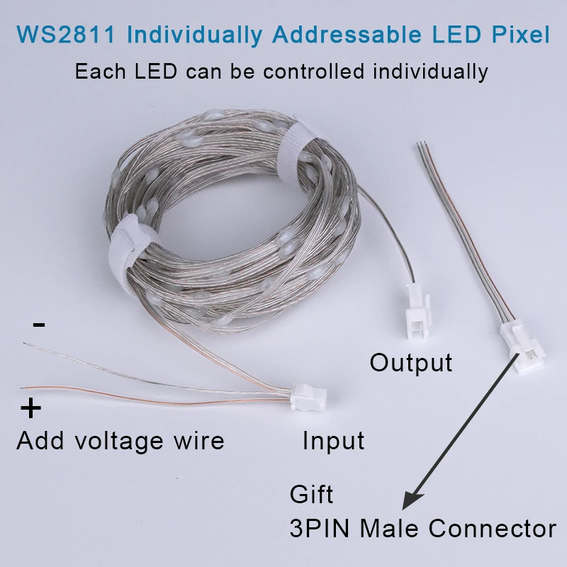 드림 컬러 LED 스트링 조명 액세서리, WS2811, RGBIC, 개별적으로 다룰 수 있는 패어리 라이트, 5V 룸 TV 파티 주방 장식