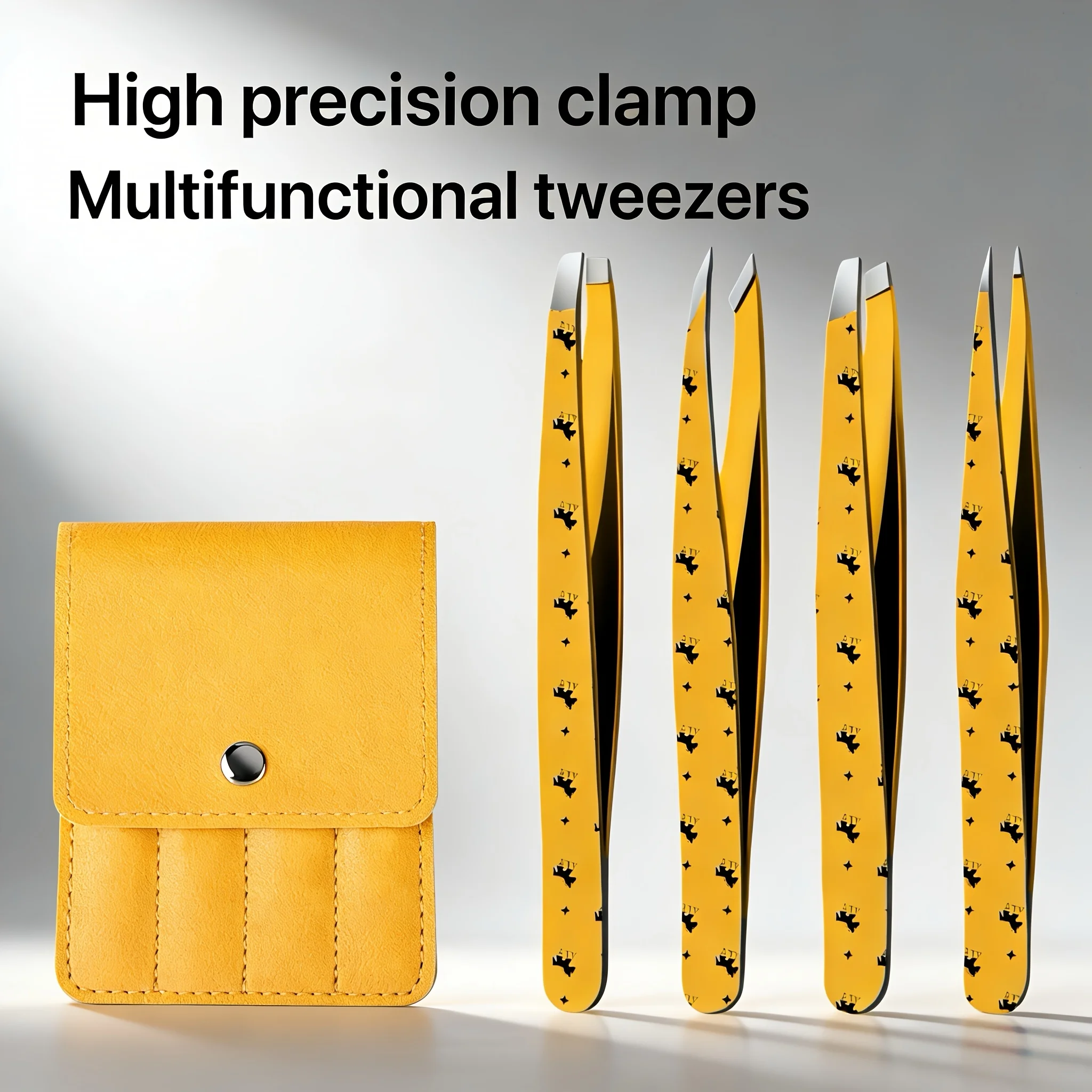 4pcs Set of Multifunctional Stainless Steel Eyebrow Tweezers with High-Precision Flat Mouth And Slanted Mouth for Beard Pulling