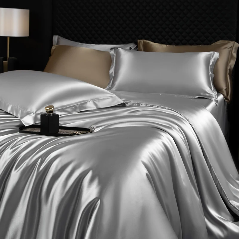 

Комплект постельного белья из тутового шелка с пододеяльником, простыней и наволочками, роскошный, гладкий, для односпальных, двуспальных, королевских, больших и стандартных кроватей