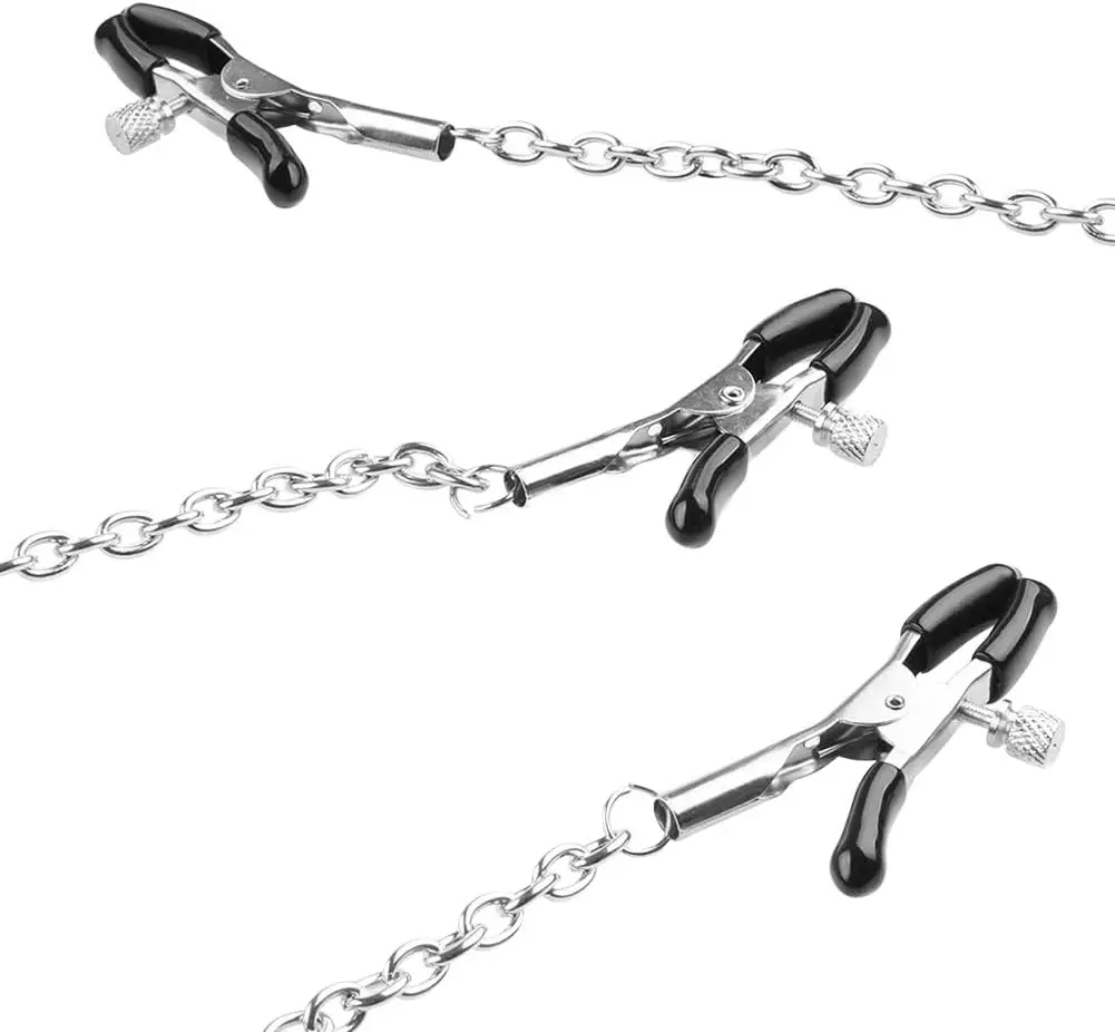 Romi Nipple Clamps With Chains Clitoris Clamp With 3 Adjustable Soft Rubber Metal Clips SM Bondage Restraints Adults Flirting Se