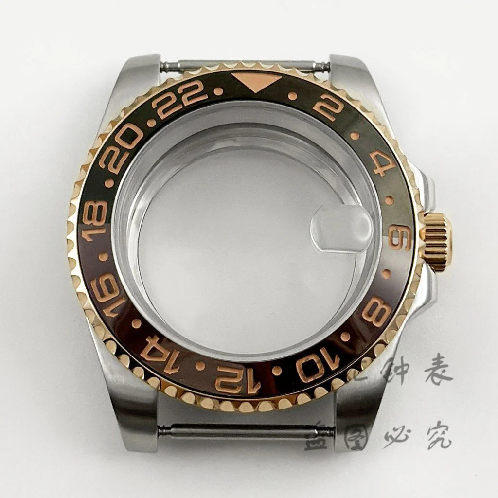 

40MM Diver Waterproof Sapphire Glass GMT Watch Case For ​NH34 NH35 NH36 NH38 Movement 28.5mm Dial Silver Rose Gold MOD Parts