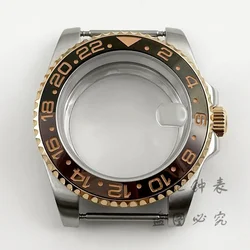 40MM Diver Waterproof Sapphire Glass GMT Watch Case For ​NH34 NH35 NH36 NH38 Movement 28.5mm Dial Silver Rose Gold MOD Parts