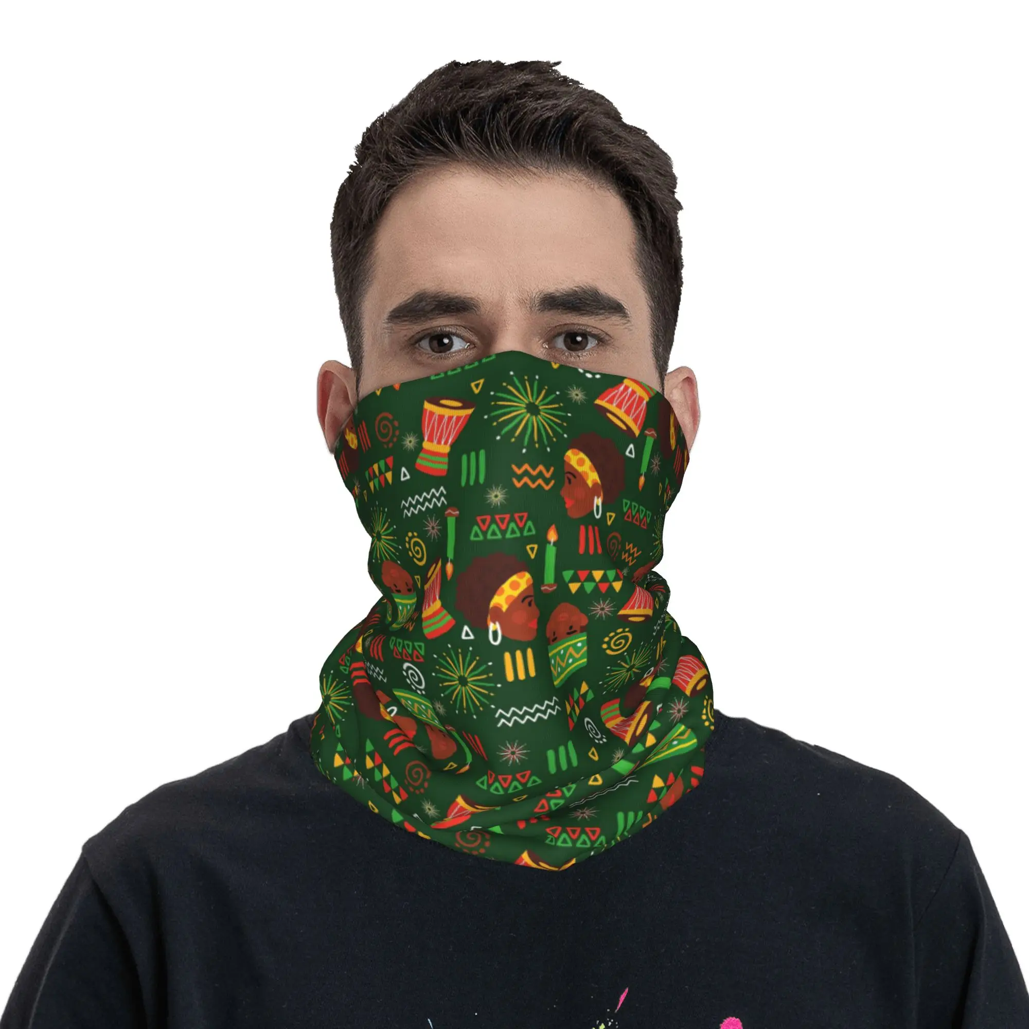 tribal ethnic indigenous african kwanzaa holiday Bandana Neck Cover Printed Wrap Scarf Balaclava Cycling for Men Women Adult