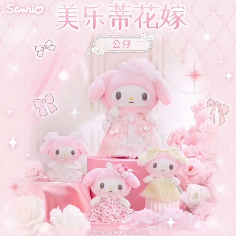 

2026 Original Sanrio Melody Wedding Birthday Series Plush Doll Keychain Handbag Mirror Brooch Sticker Decorative Keychain Gift
