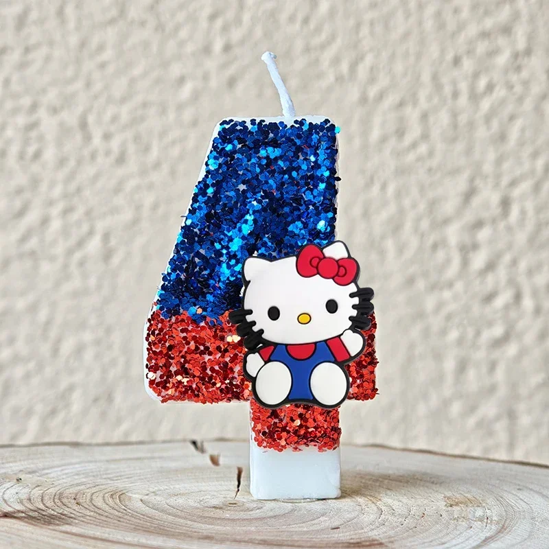 Niedliche Hello Kitty Glitzernde Farbverlauf-Zahlenkerze Kuchendekoration Süßes Thema Kindergeburtstags-Party-Zubehör Mädchen-Baby-Shower-Dekorationen – Detail 8
