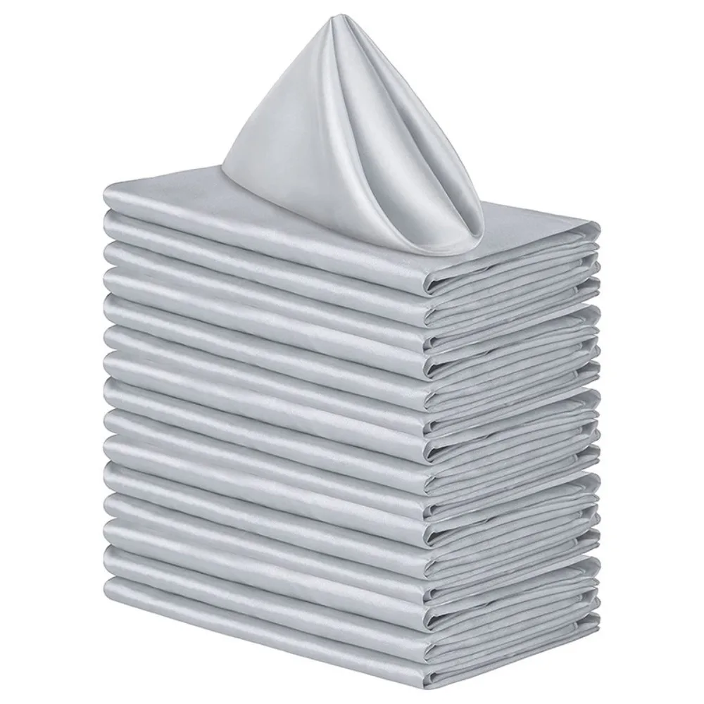

10pcs Parties Supplies 30x30cm Satin Napkin Soft Reusable Dinner Napkins Washable Table Napkins Event
