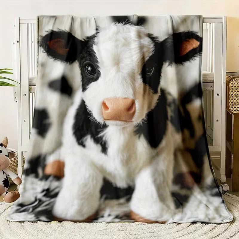 VIKAMA Cute Calf Doll Blanket Soft Skin Warm Healing Animal Style Living Room Bedroom Sofa Cover Blanket
