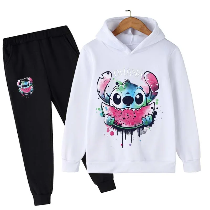 

Stitch Clothing Sets Children 1-16 Years Suit Boys and Girls Tracksuits Kids Sport Suits Stich Hoodies Tops +Pants 2pcs Set