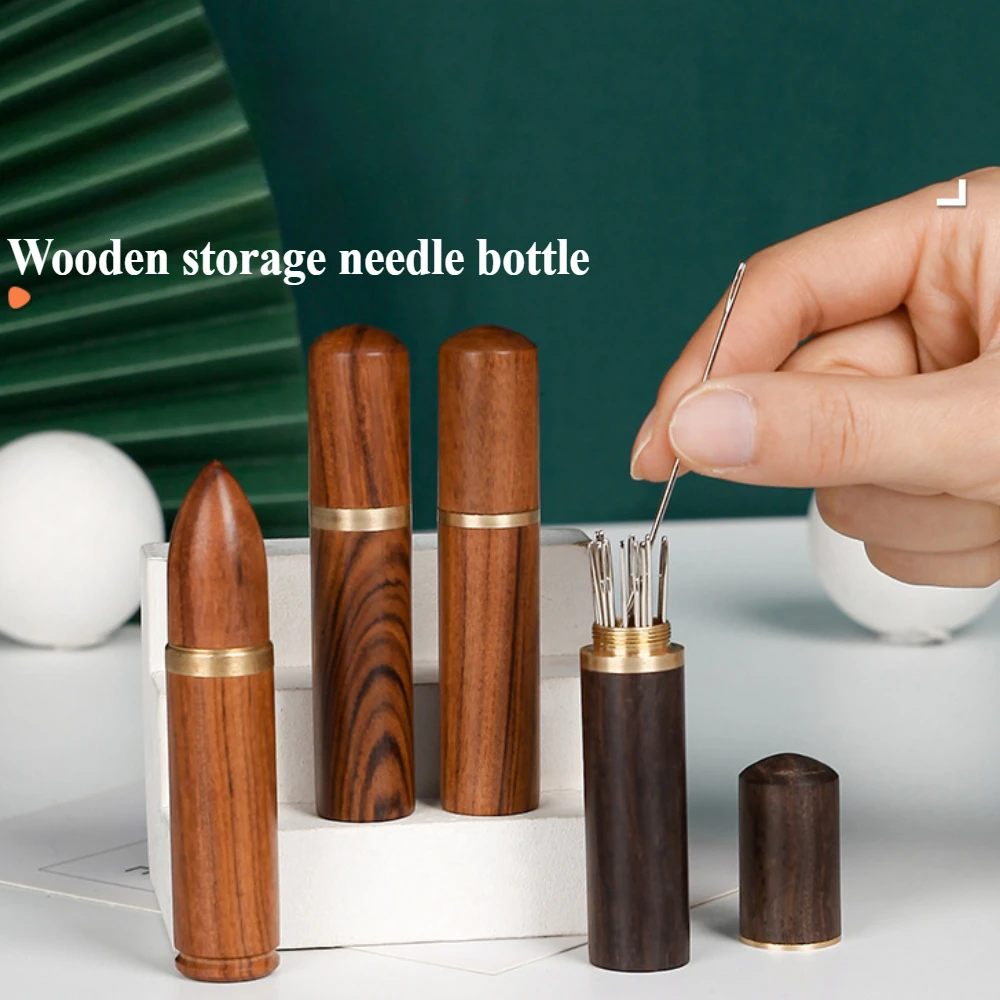 

Sandalwood Needle Tube Exquisite Thickened Household Needle Storage Stainless Steel Toothpaste Tube DIY Storage Needle Bottle