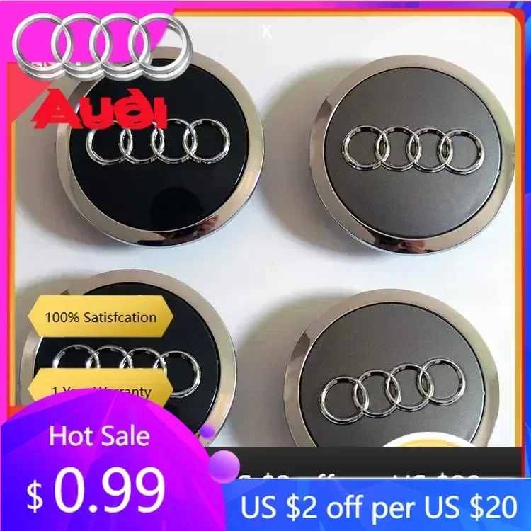 

Колпаки на колесные диски (4 шт.) для Audi, 60/61/68/69 мм, центральные заглушки для колесных дисков, эмблема, подходят для Audi TT RS A3 A4 A5 A7 A8 S5 S6