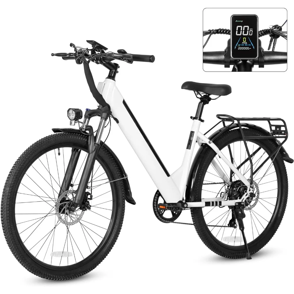 

Electric Bike with 350W Motor, 36V 9Ah Removable Battery, 20MPH E-bikes with 7-Speed Front Suspension, Electric Bicycle