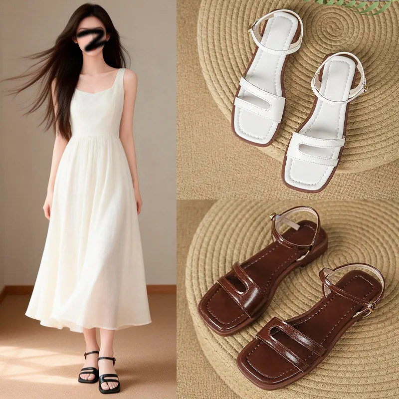 

Flat-bottom Square Heel Slip-on Lace-up Waterproof Platform Fashion-friendly Comfortable and Slip-resistant Women's Sandals