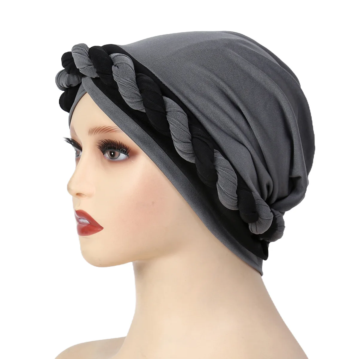 Muslimische Frauen Braid Kreuz Turban Hut Kopftuch Chemo Kappe Beanie Hijab Bandanas Kopfbedeckung Haarausfall Kopf Wrap Indische Turbante Mujer