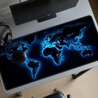 Glow in World Map Mouse Pad Large Computer Office Game Table Mat 90x40 XXL Rubber Non-slip Stitched Keyboard Mats long Desk Pads 2