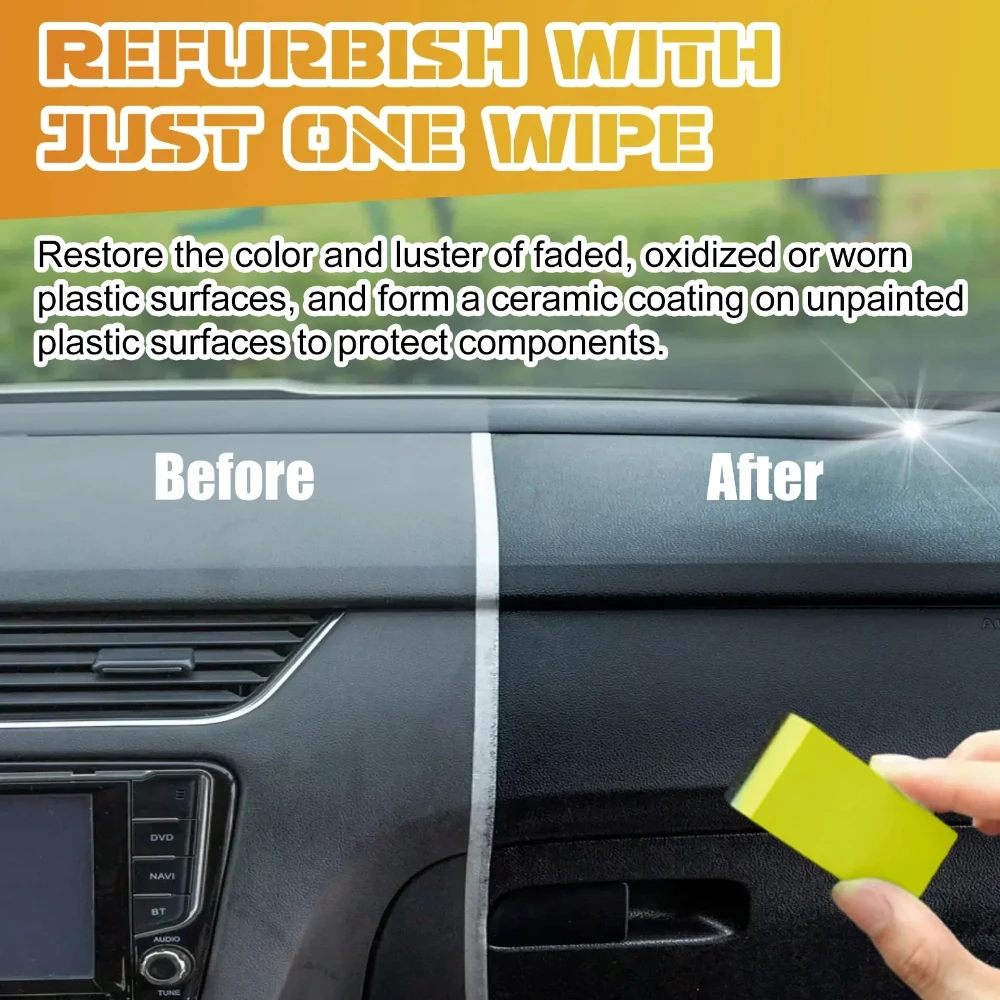 Car Plastic Restorer Liquid 50ml Dashboard Polishing With Sponge Revitalizing Coating Refurbishment Paste Restoring Agent Care