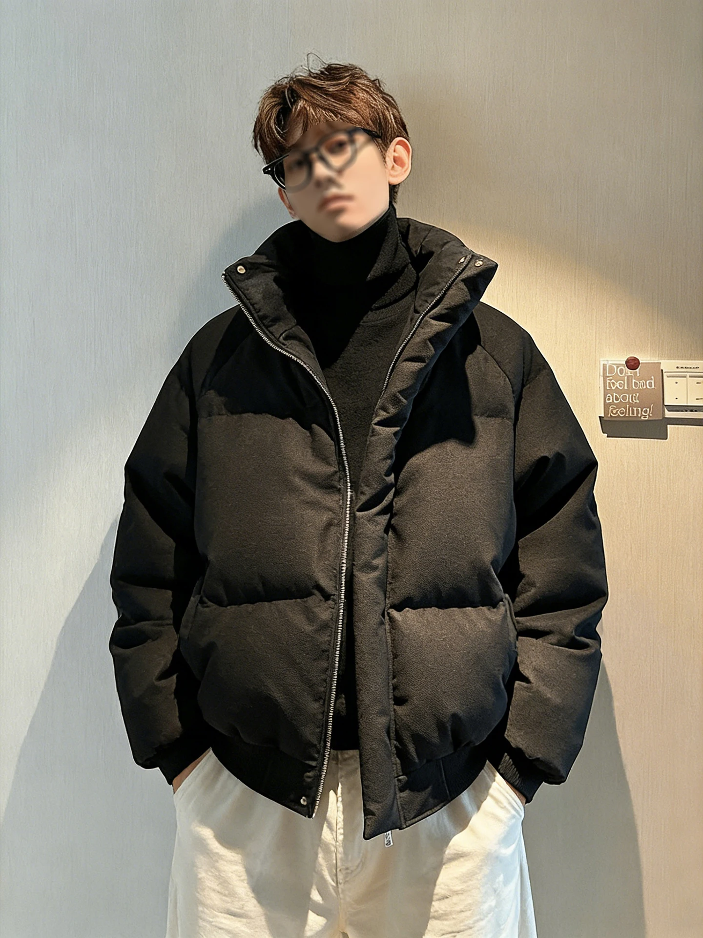 

Мужская зимняя куртка Thiened Bla из американского холста и кожи с наполнителем из хлопка, высококачественная, с воротником-стойкой, в стиле оверсайз