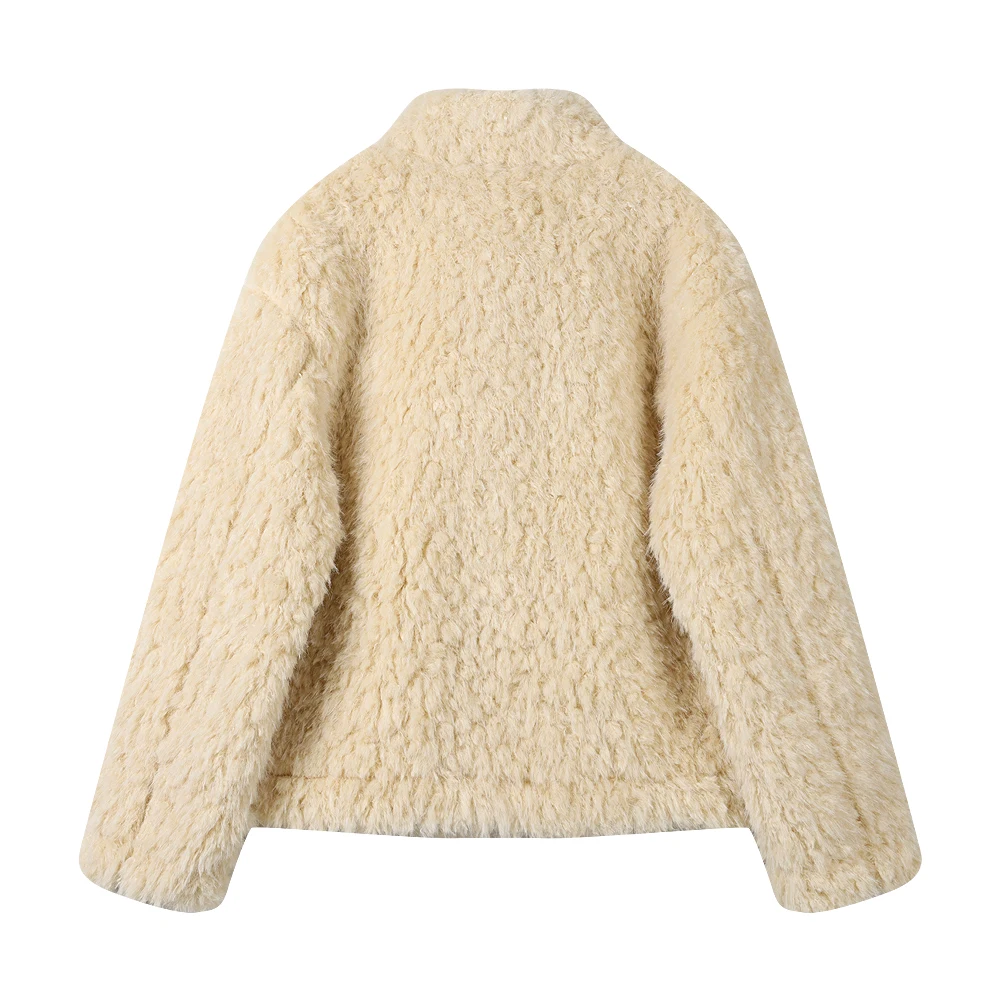 CIVICERA Design unico Fce Foderato ort Jaet Donna Autunno Inverno Sle Piccola dimensione Pelliccia di agnello Chiusura superiore con bottoni Lungo Sve