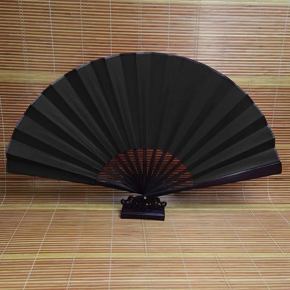Black Red Chinese Tai Chi Chinoiserie Gift Kung Fu Fan Plastic Bone Fan Folding Stage Fan Yoga Fan