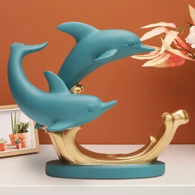 

Европейская полимерная Винная стойка в форме дельфина, украшения, подарки на новоселье, фигурки винного шкафа, Ремесла, Декор для отеля, бара, клуба, скульптуры