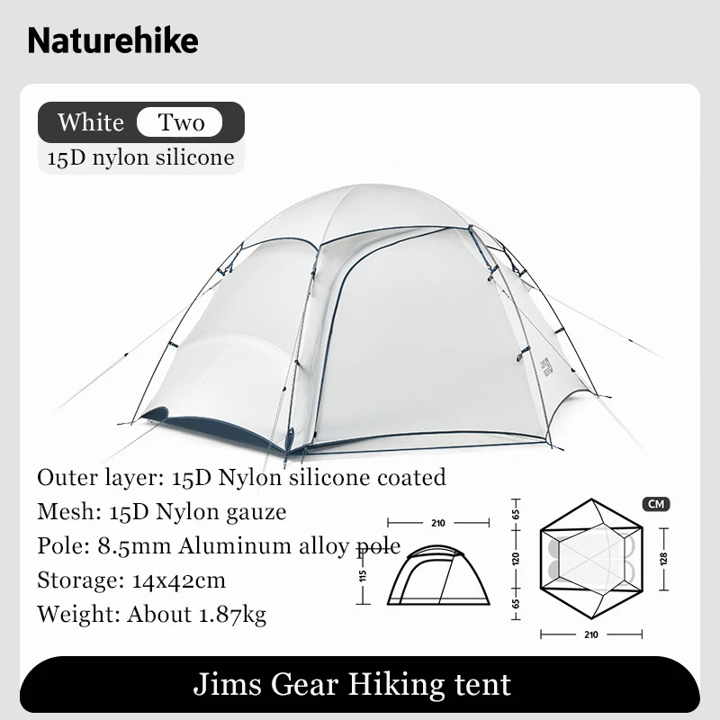 Naturehike Jims Gear Outdoor Camping Tenten 1-2 Persoons 15d Nylon Siliconen Coating Ultralight 4 Seizoenen Wandelen Picknick Reistenten