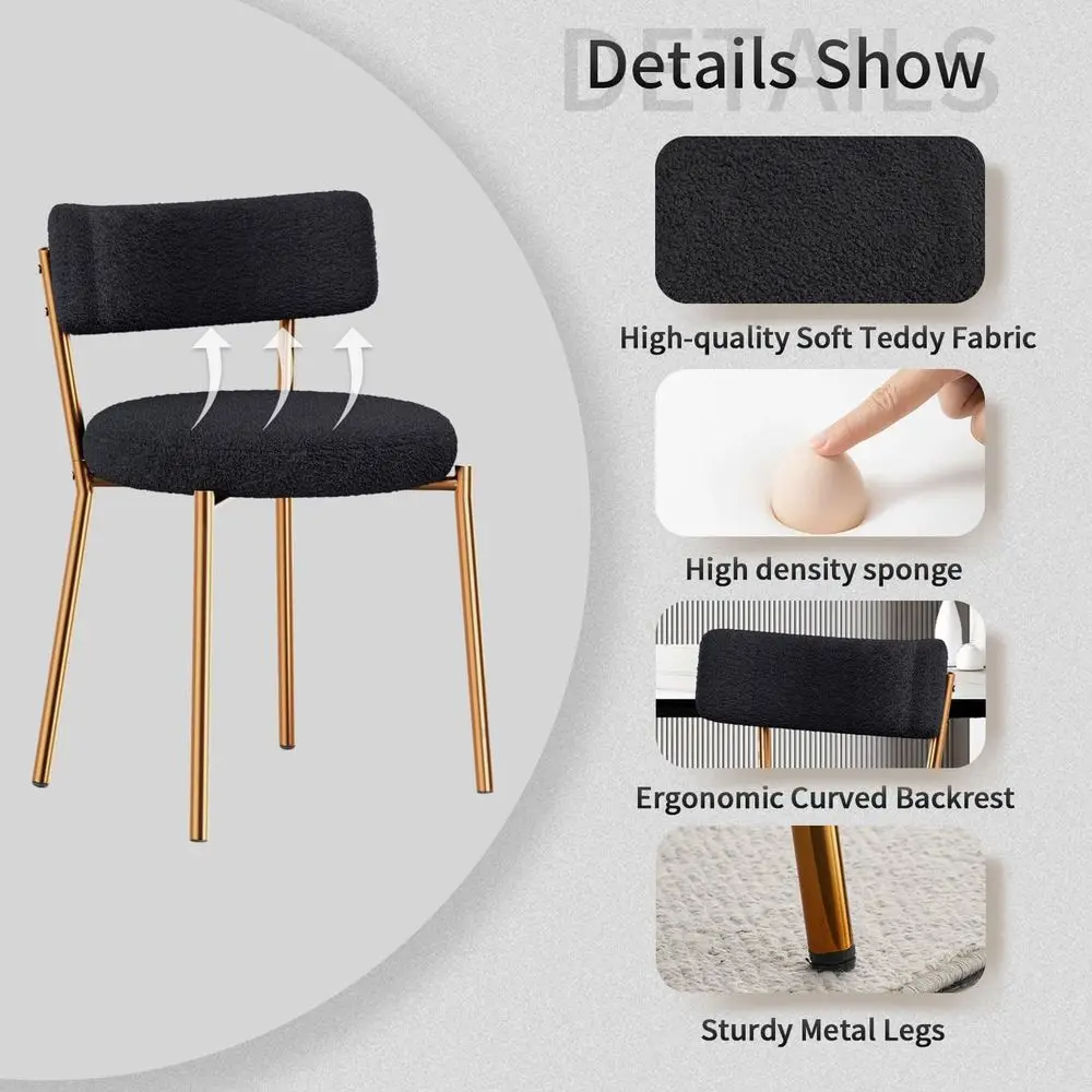 طقم كراسي طعام شيربا منجدة حديثة مكونة من 4 قطع من منتصف القرن مع ظهر منحني وأرجل معدنية #4