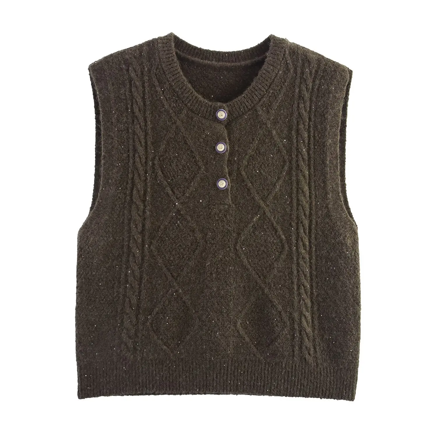 

Tank Top for Girl V Neck Sleeveless Pullover Tops Women's Sweater Vest Y2K Sleeveless Pattern Preppy Style Knitted Crop