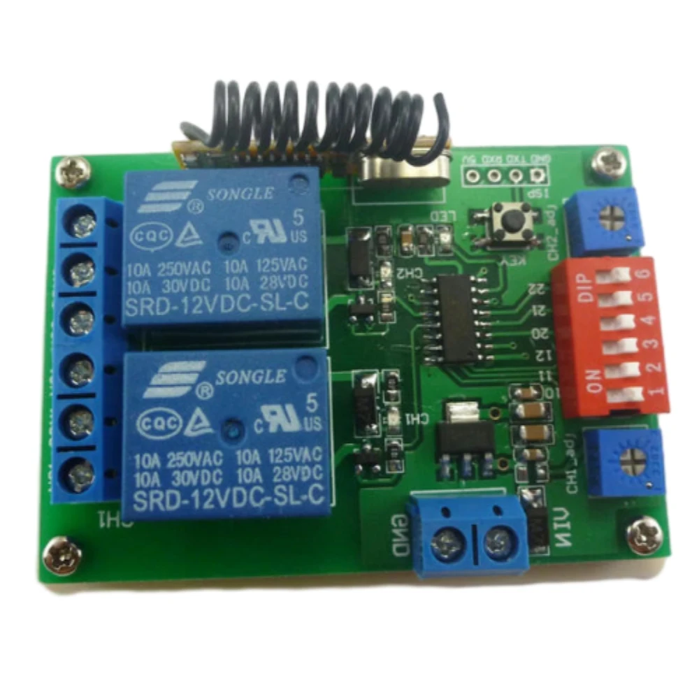 

433M DC5V 2 Channel Multifunction Wireless Controller Timer Delay Relay Learning Code for EV1527 PLC Control Relay Module