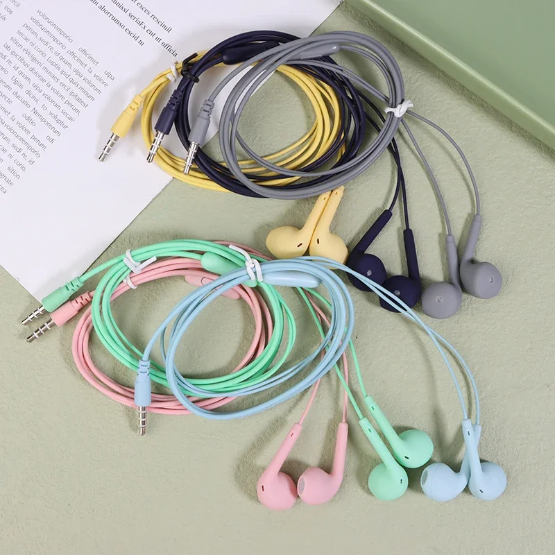 Universal 3.5mm Stereo In-Ear Frosting Headphones Sport Music Earbud Wired Headset Earphones With Mic For Xiaomi Huawei Samsung