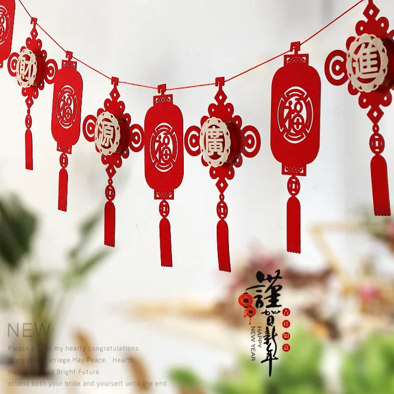 

2025 Happy Chinese New Year Banner Spring Festival Hanging Decorations Garland Year Of Snake Lunar Year Party Supplies