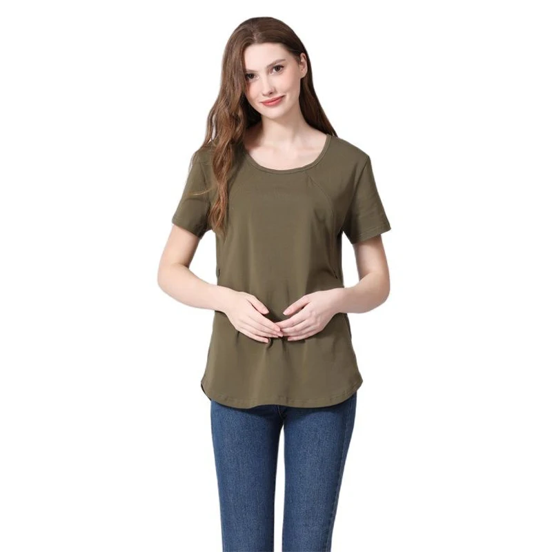 Summer Loose Big Size Maternity Top Short-Sleeved T-Shirt Breastfeeding Friendly Postpartum Nursing Wear for Pregnant Women