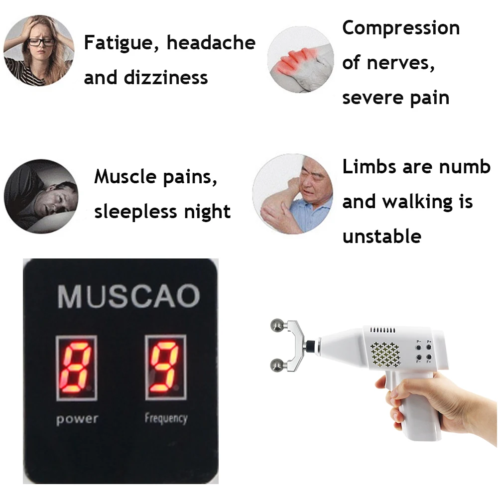 أداة تعديل العلاج بتقويم العمود الفقري لـ 900N مسدس تصحيح العمود الفقري تخفيف الألم 4 رؤساء علاج شدة قابلة للتعديل مدلك العمود الفقري 2025