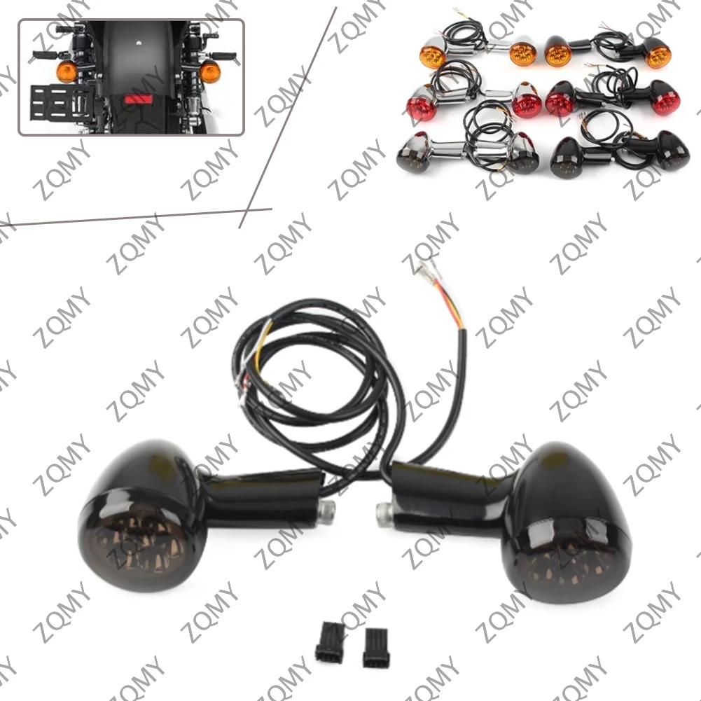 1Pair Motorcycle LED Rear Turn Signals Integrated Brake Running Light For Harley Davidson Sportster XL 883 1200 1992-2022