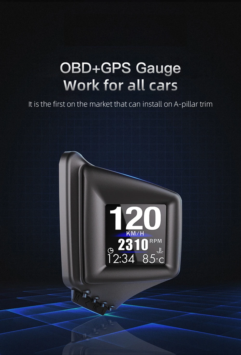 OBD2+GPS HUD P8 Speedometer On-board Computer Head Up Display Car Tachometer RPM Turbo BOOST Oil Pressure RPM Water Temp