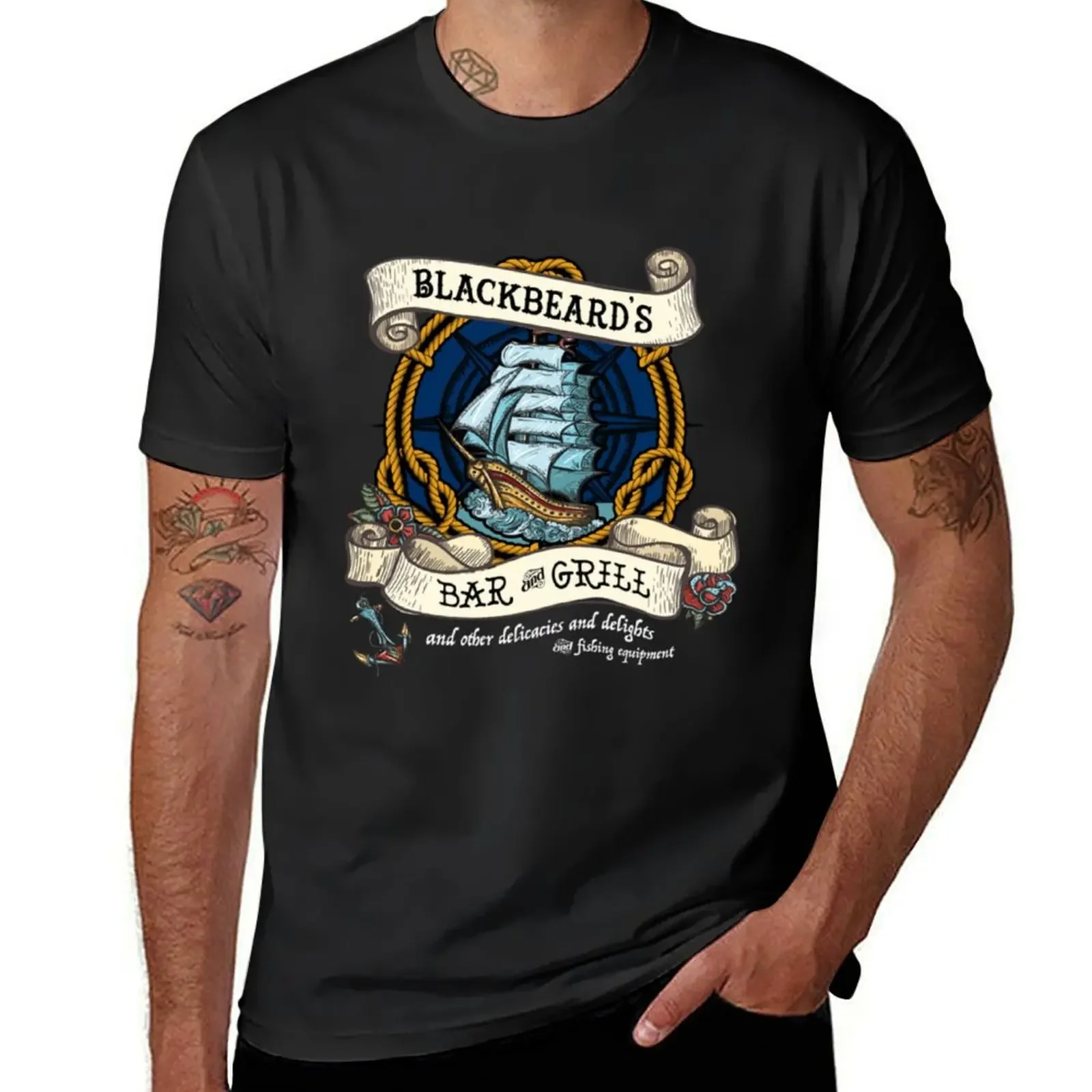 Blackbeard_s Bar and Grill (2) T-Shirt korean fashion vintage anime shirt men t shirts high quality