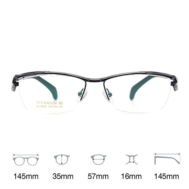 High-quality Titanium Glasses Frame Men Semi Rim Square Business Optical Eyeglass Frames Prescription Eyeglasss For Men