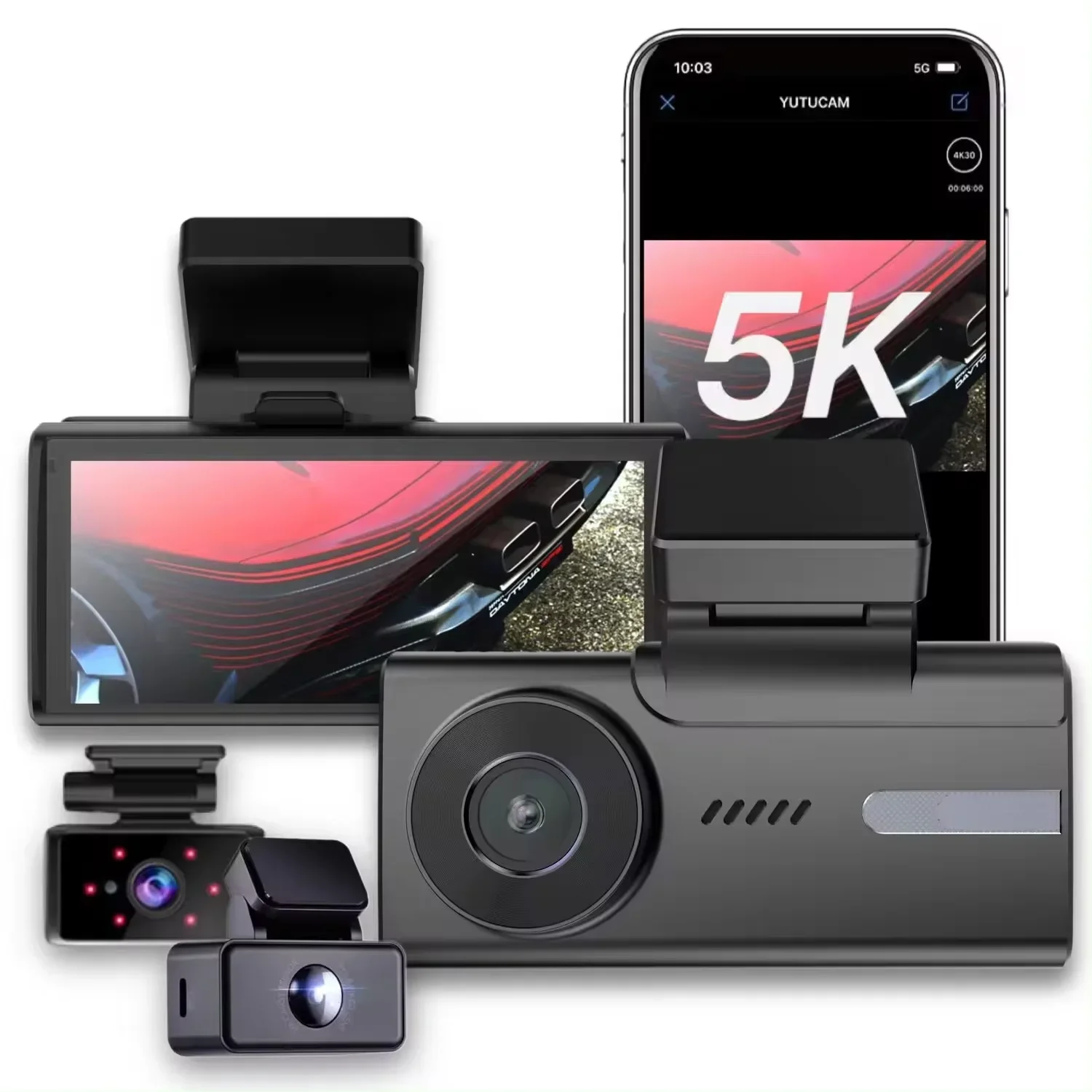 2024 AZDOME M580 5K three Dash Cam 5G wifi front and rear 4k car cameras car black box  dashcam with GPS S o n y IMX415 chip