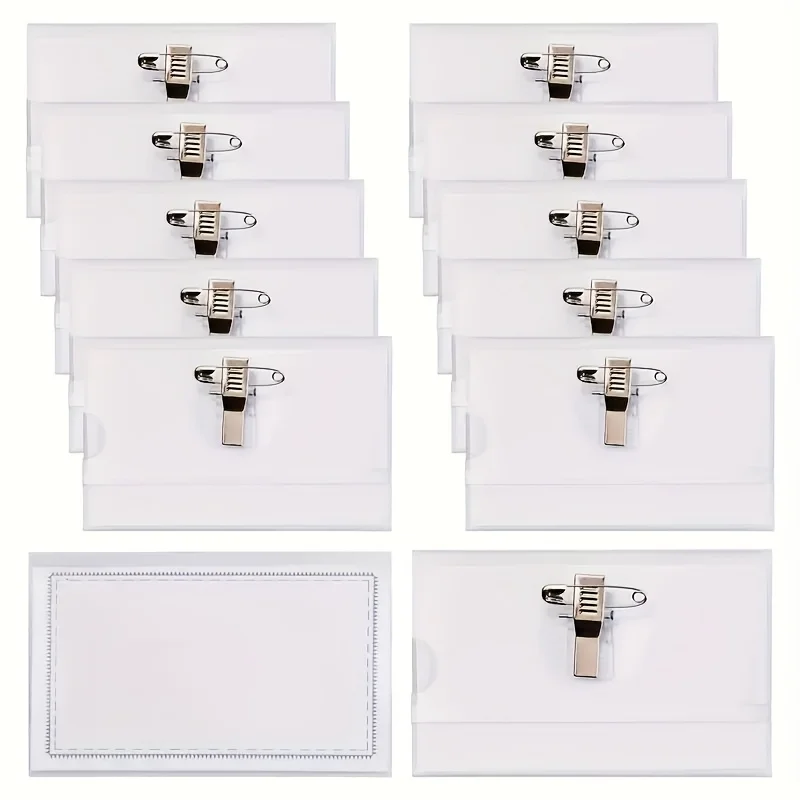 

individual pins, glue clips, card holders [9X5.6 cm] Traditional hard shell PVC badge ID double card ID holder ID exhibition